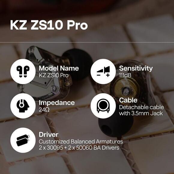 Linsoul Other - Linsoul KZ-ZS10 Pro In-Ear Stainless Steel IEM Earphones with Microphone 24 ohm